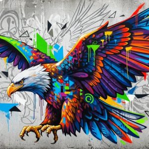 Eagle Graffiti Art Wall Decor | Canvas HD Print | Art N. 412