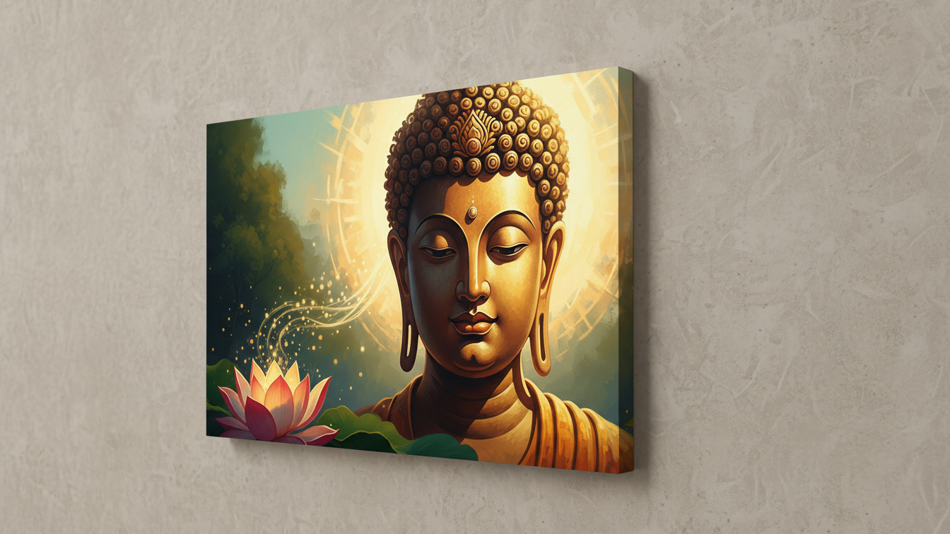 Lord Buddha Wall Art Painting For Home and Office Decor | Art No. 411 - Image 4