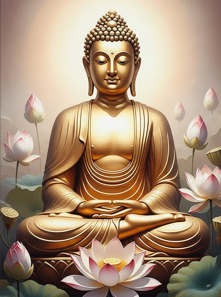 Meditating Golden Buddha Wall Art for Home & Room Decor | Art No. 483 - Image 2
