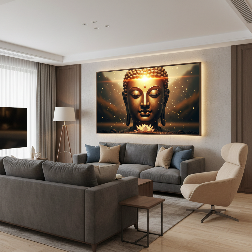 Glowing Buddha in Meditation Wall Art for Home & Room Decor | Art No. 473 - Image 3