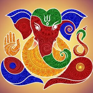 Colorful Shri Ganesha Radiant Wall Art for Home & Office Decor | Art No. 549
