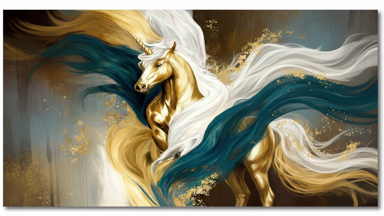 White Golden Horse Vastu Wall Art for Home and Office Decor | Art No. 489 - Image 2