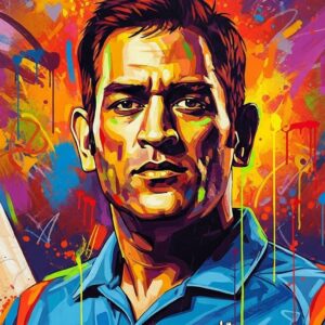 MS Dhoni Abstract Wall Art for Kids Room Decor | Art No. 635