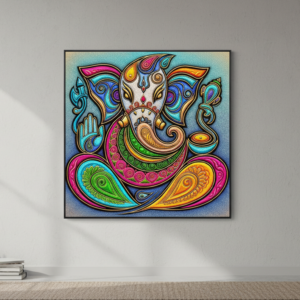 Colorful Shri Ganesha Radiant Wall Art for Home & Office Decor | Art No. 557