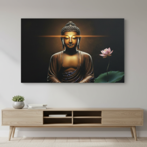 Golden Aura Buddha With Flower Wall Art for Home and Office Decor | Art No. 451