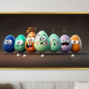 Cartoon Egg Characters Wall Art for Home & Room Decor | Art No. 671