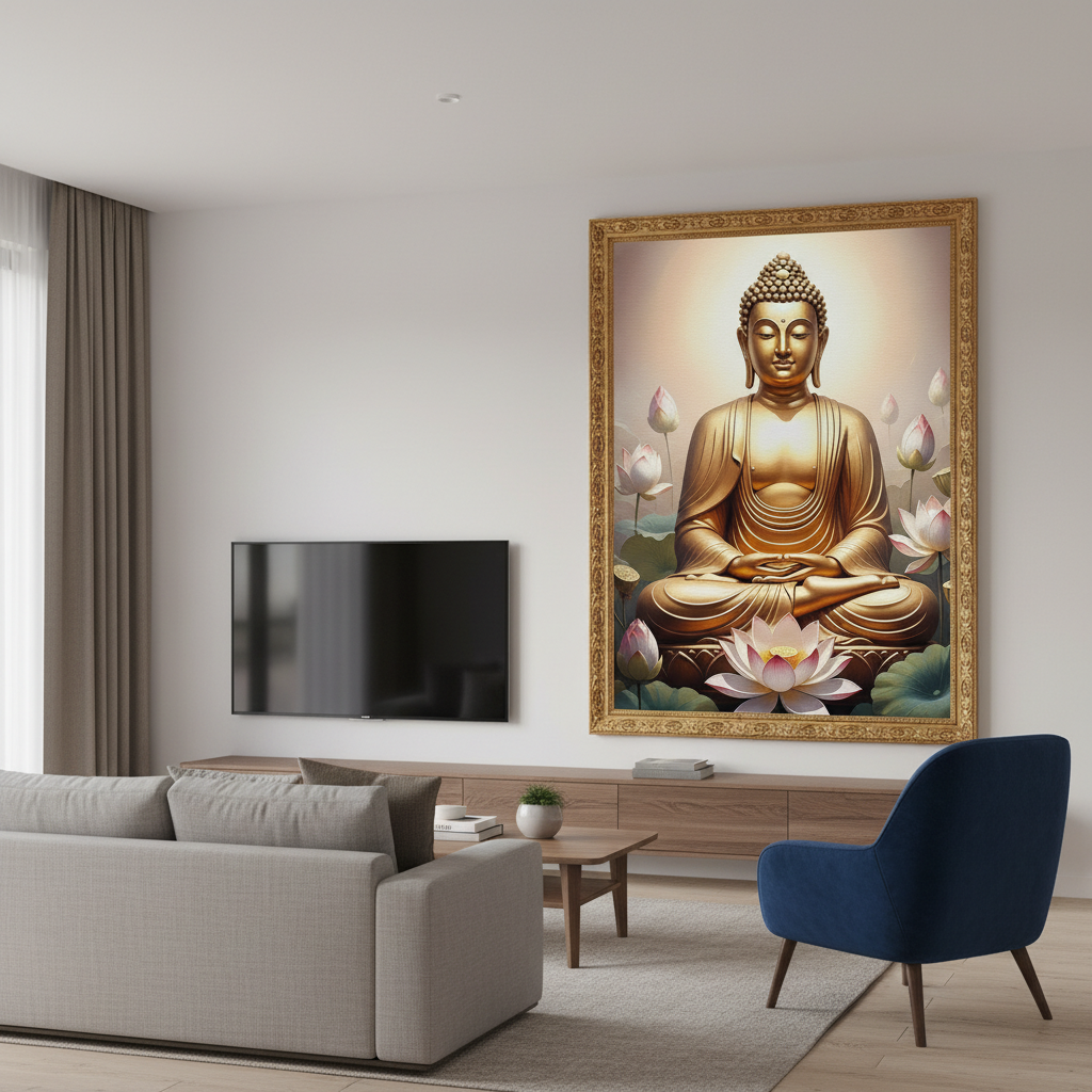 Meditating Golden Buddha Wall Art for Home & Room Decor | Art No. 483 - Image 3