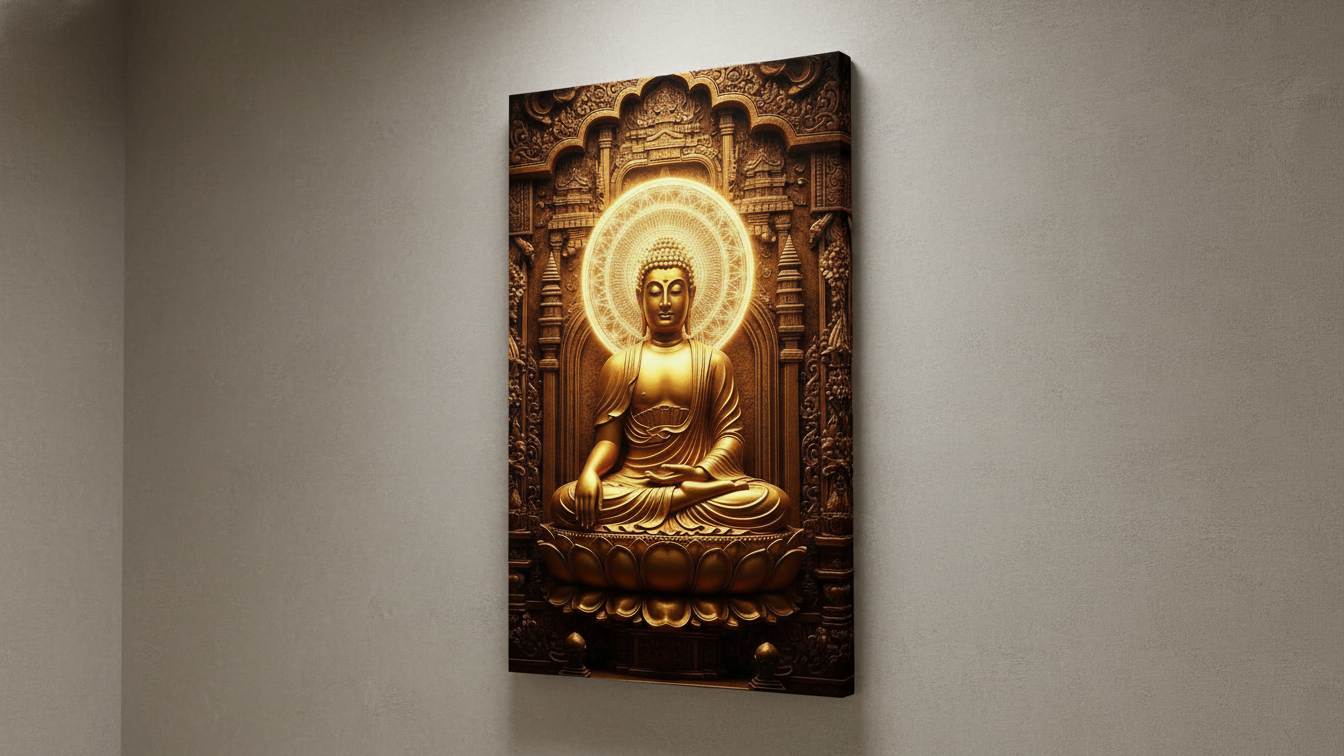 Golden Aura Buddha Wall Art for Home and Office Decor | Art No. 422 - Image 3