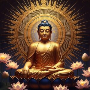 Golden Buddha in Meditation Wall Art for Home & Room Decor | Art No. 474