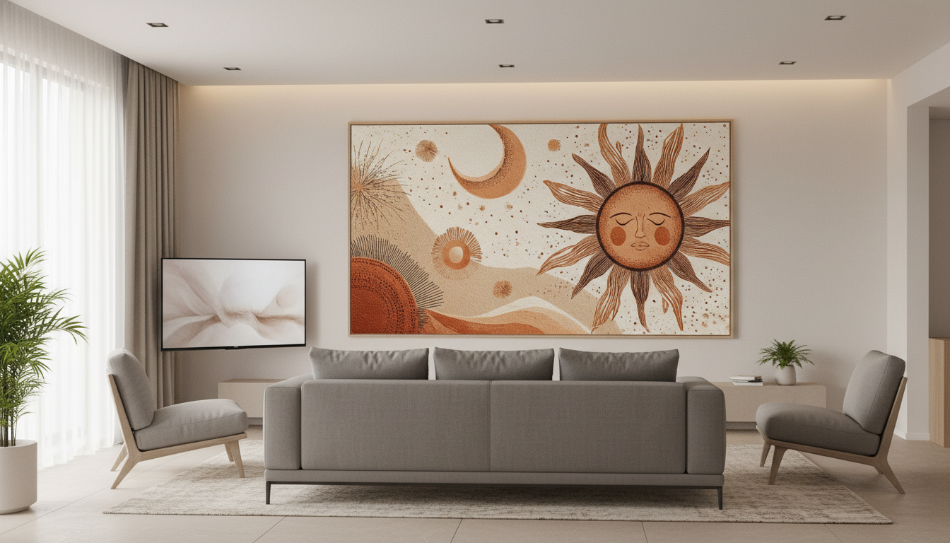 Abstract Sun Moon Boho Wall Art for Home & Room Decor | Art No. 513 - Image 4