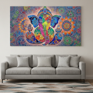 Colorful Shri Ganesha Radiant Wall Art for Home & Office Decor | Art No. 573