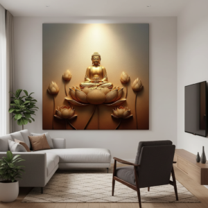 Golden Buddha Meditation Painting For Home and Office Decor | Art No. 468