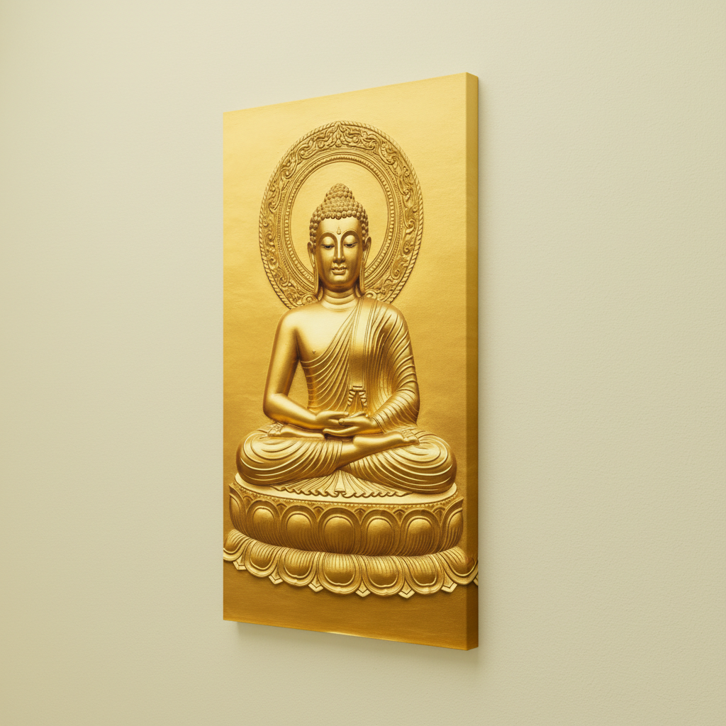 Golden Serenity: Buddha in Deep Meditation Wall Art for Home Decor | Art No. 401 - Image 3