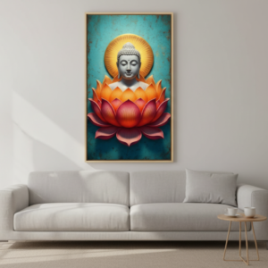 Meditating Buddha on Flower Wall Art for Home and Office Decor | Art No. 436