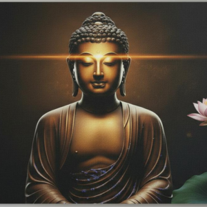 Golden Aura Buddha With Flower Wall Art for Home and Office Decor | Art No. 451