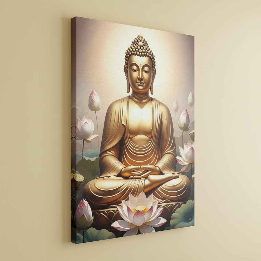 Meditating Golden Buddha Wall Art for Home & Room Decor | Art No. 483 - Image 4