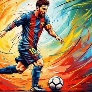 Lionel Messi Abstract Wall Art for Kids Room Decor | Art No. 598