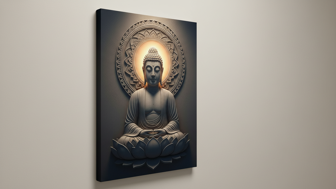 Golden Aura Buddha Wall Art for Home and Office Decor | Art No. 423 - Image 3