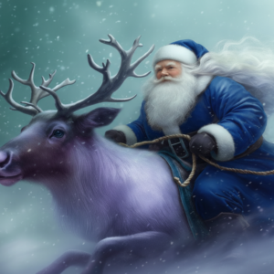 Santa Claus on the Spirit Reindeer Abstract Wall Art Decor | Art No. 663