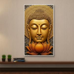 Golden Aura Buddha With Flower Wall Art for Home and Office Decor | Art No. 441