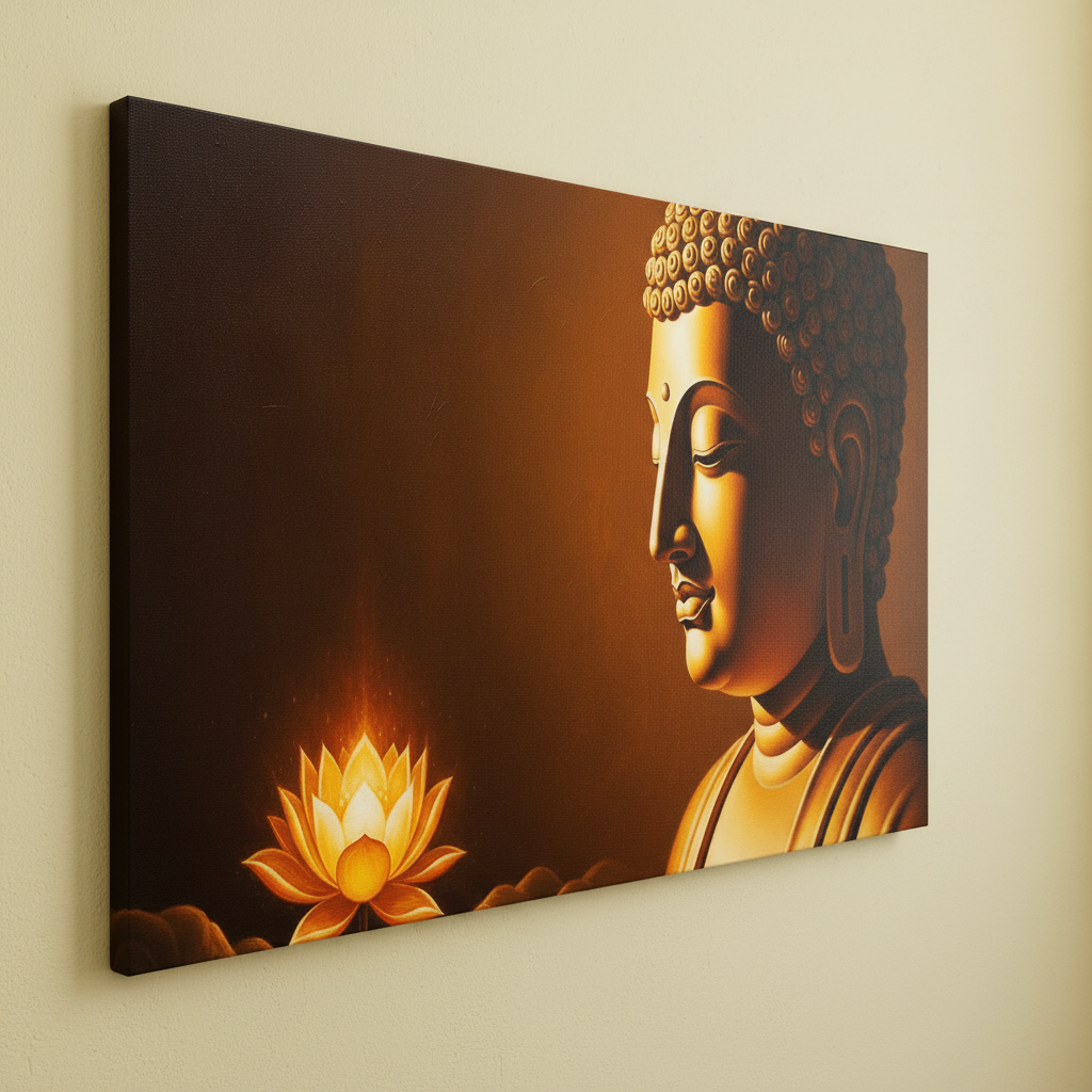 Golden Buddha with Flower Wall Art for Home & Room Decor | Art No. 478 - Image 5