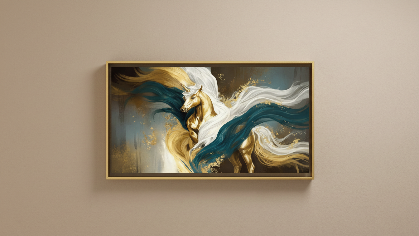 White Golden Horse Vastu Wall Art for Home and Office Decor | Art No. 489 - Image 4