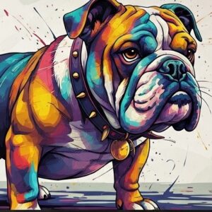 Colorful Bulldog Wall Art for Home & Room Decor | Art No. 727