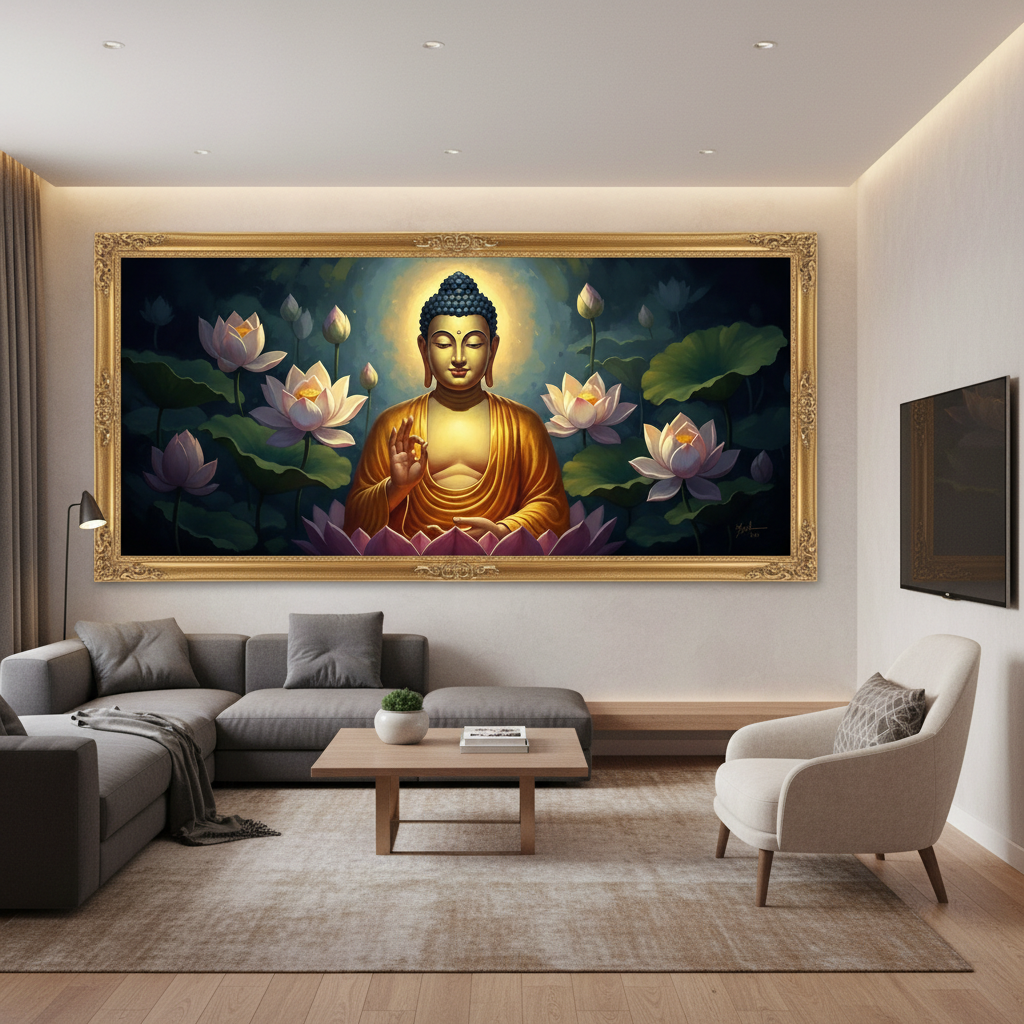 Glowing Buddha in Deep Meditation Wall Art for Home Decor | Art No. 462 - Image 3