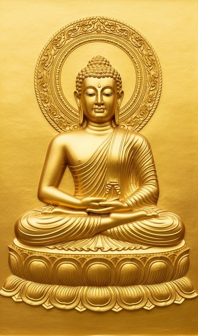 Golden Serenity: Buddha in Deep Meditation Wall Art for Home Decor | Art No. 401 - Image 2