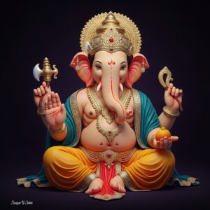 Shri Ganesha Radiant Wall Art for Home & Office Decor | Art No. 575