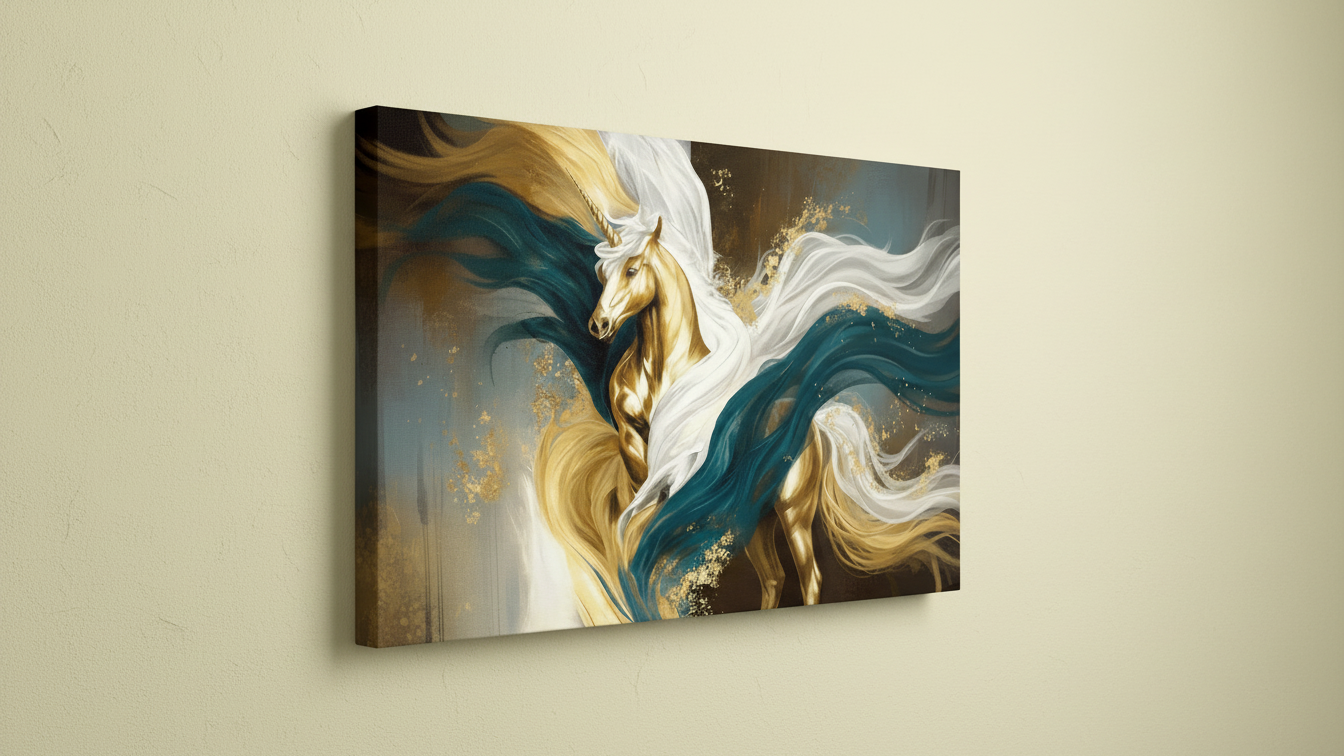 White Golden Horse Vastu Wall Art for Home and Office Decor | Art No. 489 - Image 6