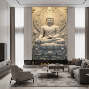 Serene Stone Buddha in Abhaya Mudra Wall Art for Home Decor | Art No. 404