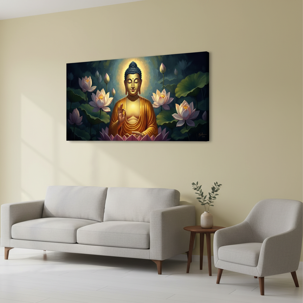 Glowing Buddha in Deep Meditation Wall Art for Home Decor | Art No. 462 - Image 4
