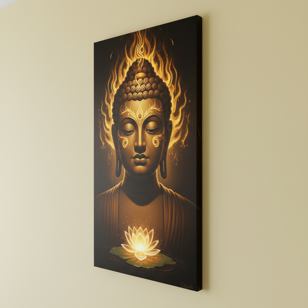 Flaming Buddha in Dhyan Mudra Wall Art for Home & Room Decor | Art No. 457 - Image 5
