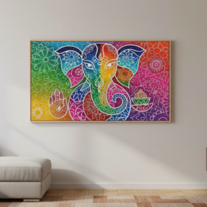 Colorful Shri Ganesha Radiant Wall Art for Home & Office Decor | Art No. 560