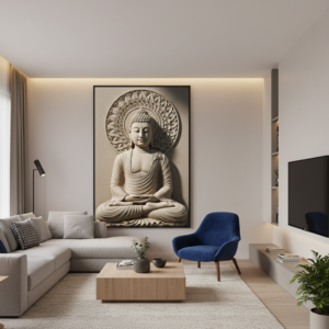 Serene Stone Buddha in Abhaya Mudra Wall Art for Home Decor | Art No. 403