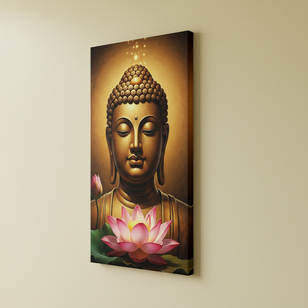 Meditating Buddha With Flower Wall Art for Home and Office Decor | Art No. 454 - Image 4