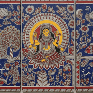 Goddess of Harmony – Traditional Indian Folk Art 3-Panel Canvas Wall Decor | Art No. 638