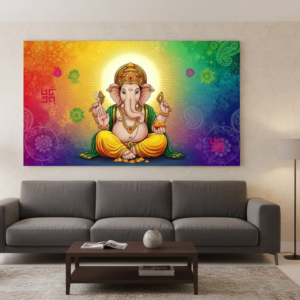 Colorful Shri Ganesha Radiant Wall Art for Home & Office Decor | Art No. 569