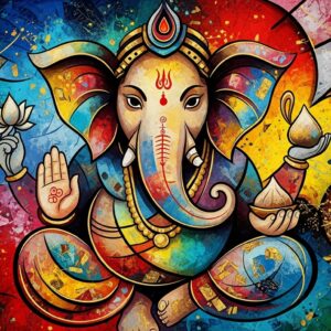 Lord Ganesha Abstract Wall Art for Home & Room Decor | Art No. 716