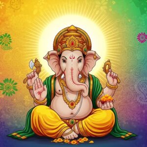 Colorful Shri Ganesha Radiant Wall Art for Home & Office Decor | Art No. 569