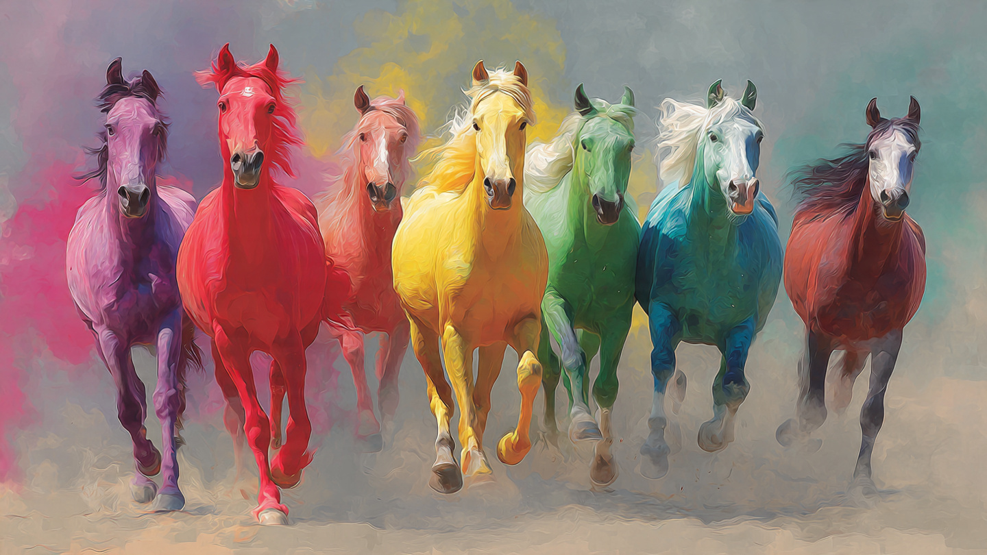 Seven Running Horses Vastu Wall Art for Home & Office Decor | Art No. 806 - Image 2