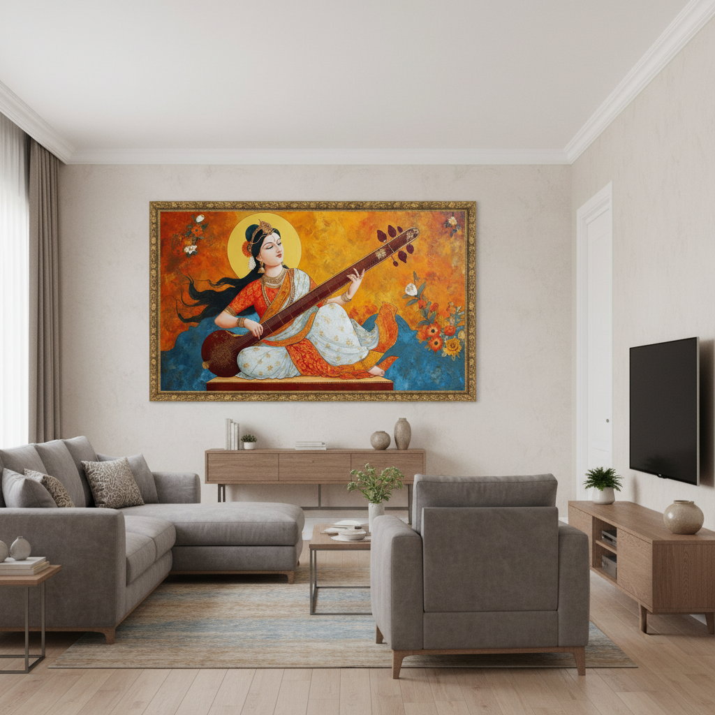 Goddess Saraswati Vastu Wall Art for Home & Office Decor | Art No. 816 - Image 3