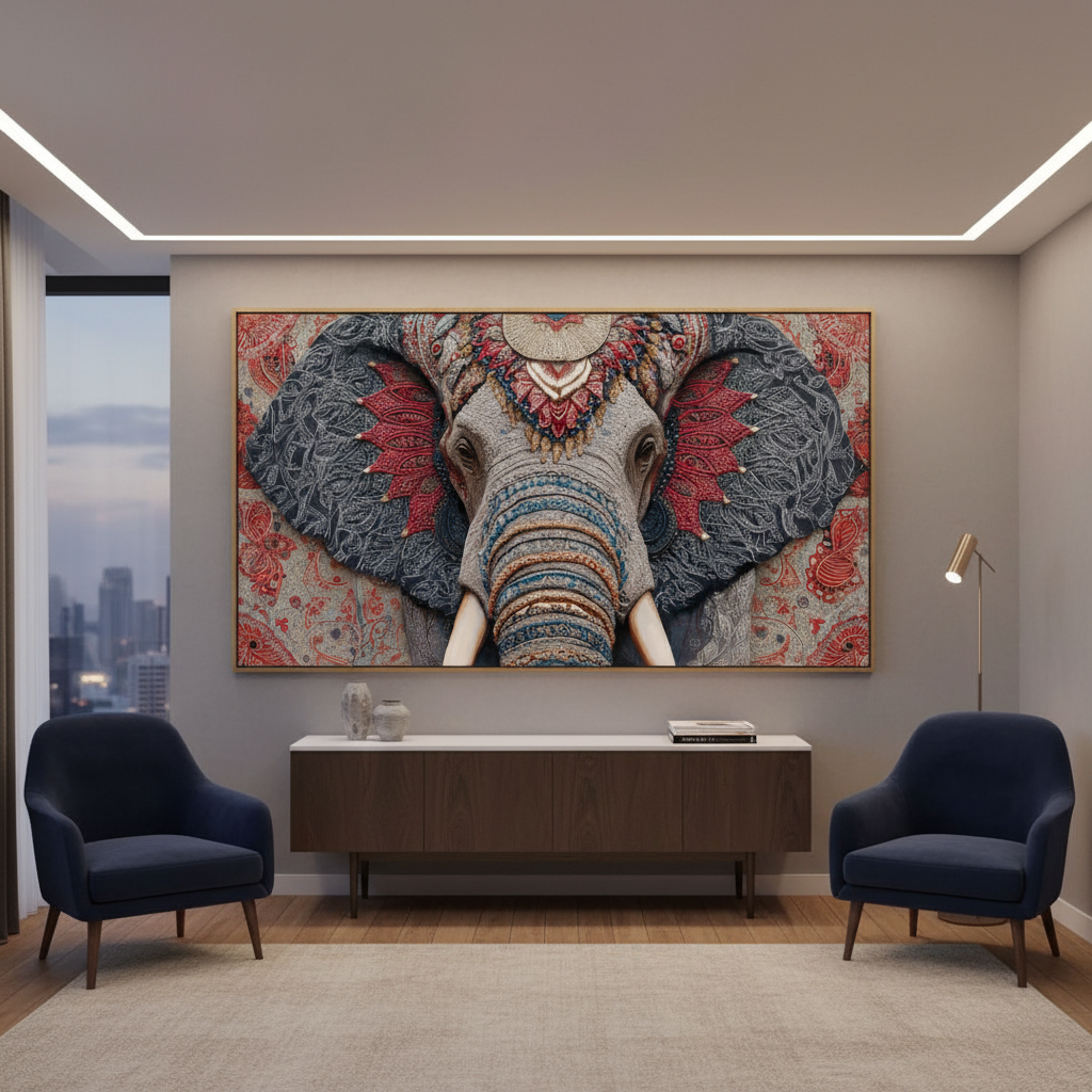 Indian Elephant Ethnic Wall Art for Home & Office Decor | Art No. 912 - Image 3