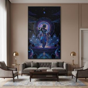 Lord Krishna Under Moonlight Wall Art for Home & Office Decor | Art No. 870