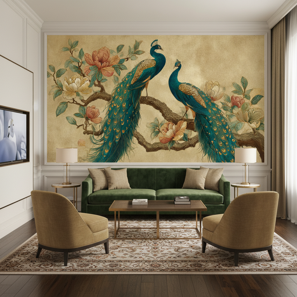 Two Majestic Peacocks Vastu Wall Art for Home & Office Decor | Art No. 832