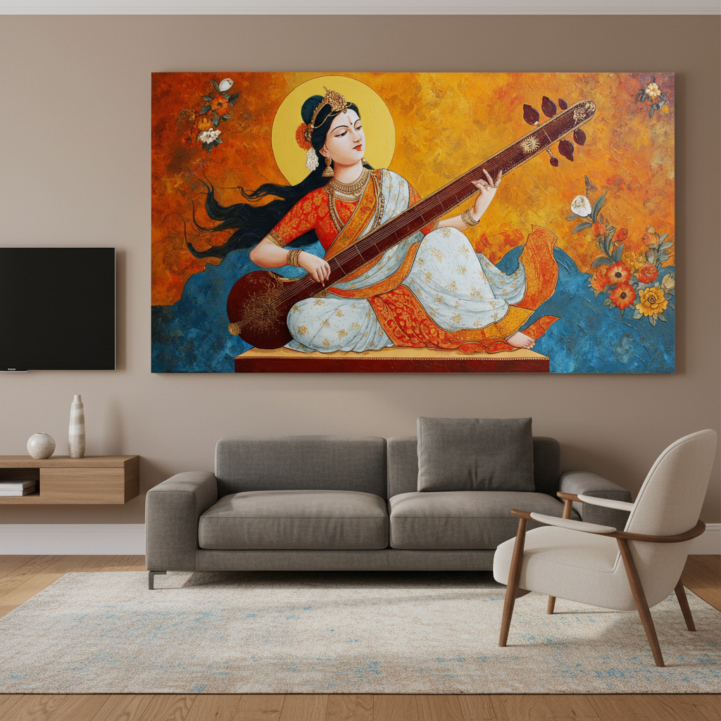 Goddess Saraswati Vastu Wall Art for Home & Office Decor | Art No. 816