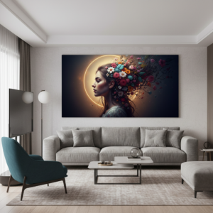 Floral Hair Girl Wall Art for Home & Office Decor | Art No. 897