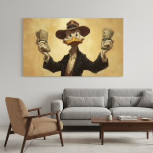 Cartoon Duck With Money Wall Art for Home & Office Decor | Art No. 783