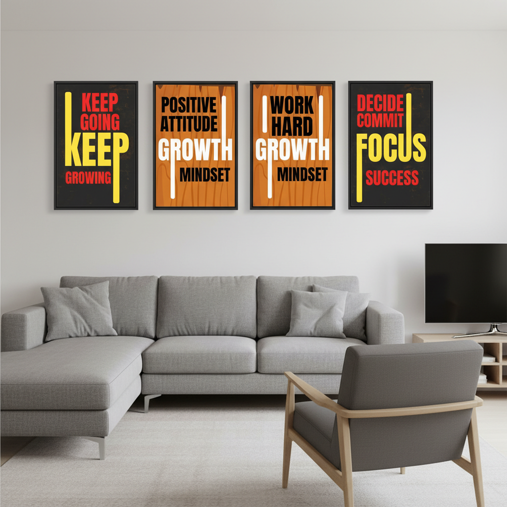 4 Panel 4 Motivational Quotes Wall Art for Home & Room Decor | Art No. 745 - Image 6